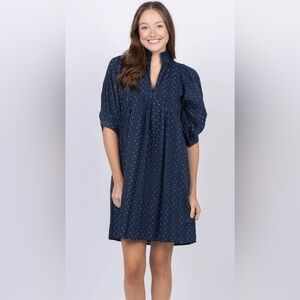 Navy Blue Polka Dot Dress size L